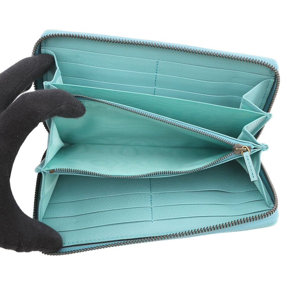 GUCCI Bamboo Diana Zip Around Long Wallet Turquoise658634 Leather