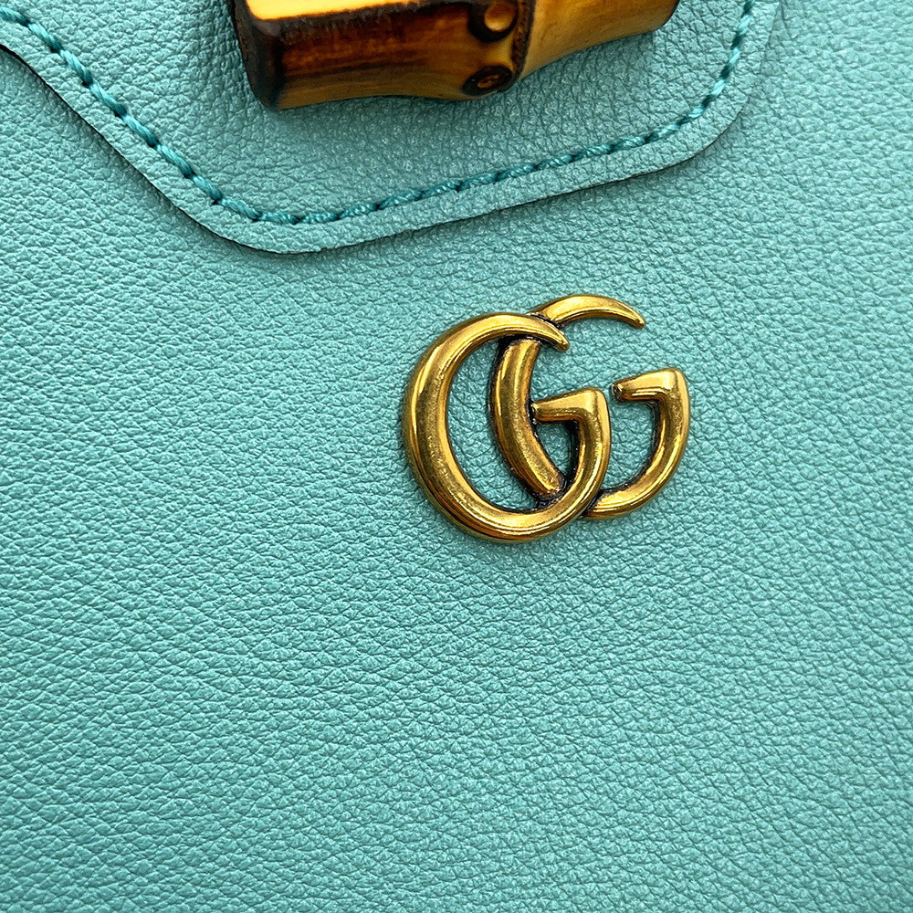 GUCCI Bamboo Diana Zip Around Long Wallet Turquoise658634 Leather