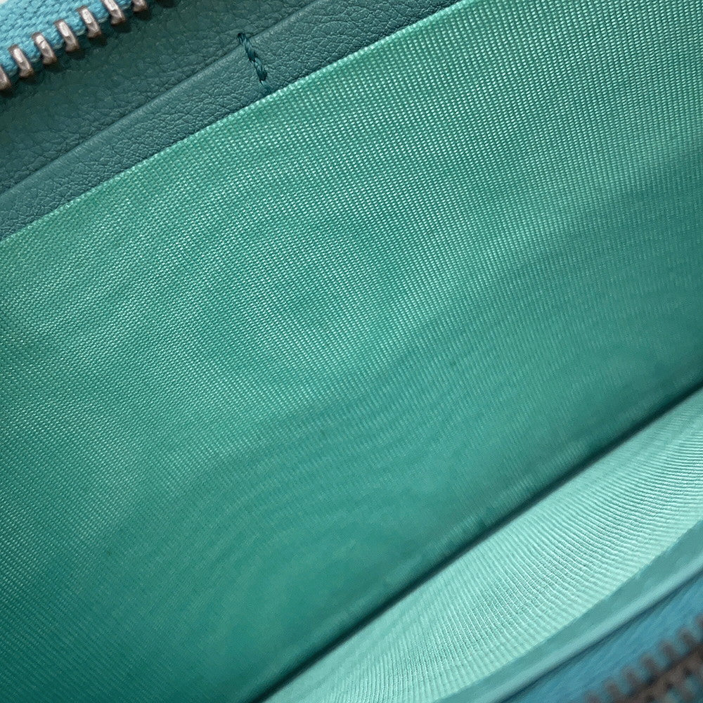GUCCI Bamboo Diana Zip Around Long Wallet Turquoise658634 Leather
