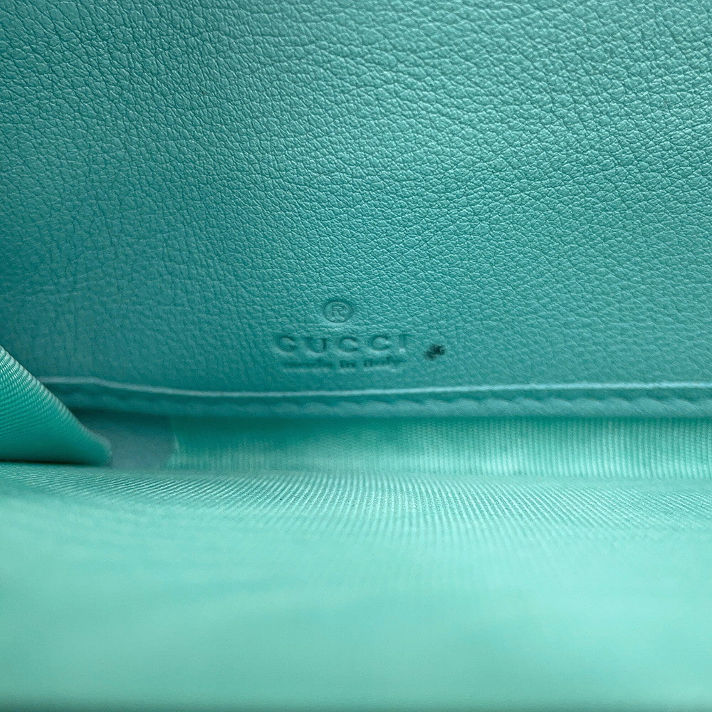 GUCCI Bamboo Diana Zip Around Long Wallet Turquoise658634 Leather