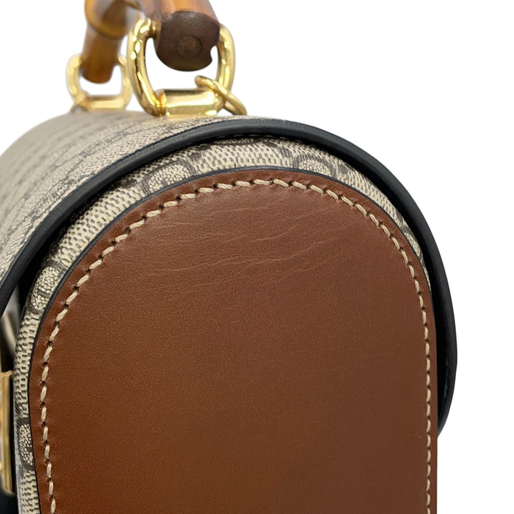 GUCCI Padlock GGSmall Bamboo Shoulder Bag Beige/Black603221 GG Supreme
