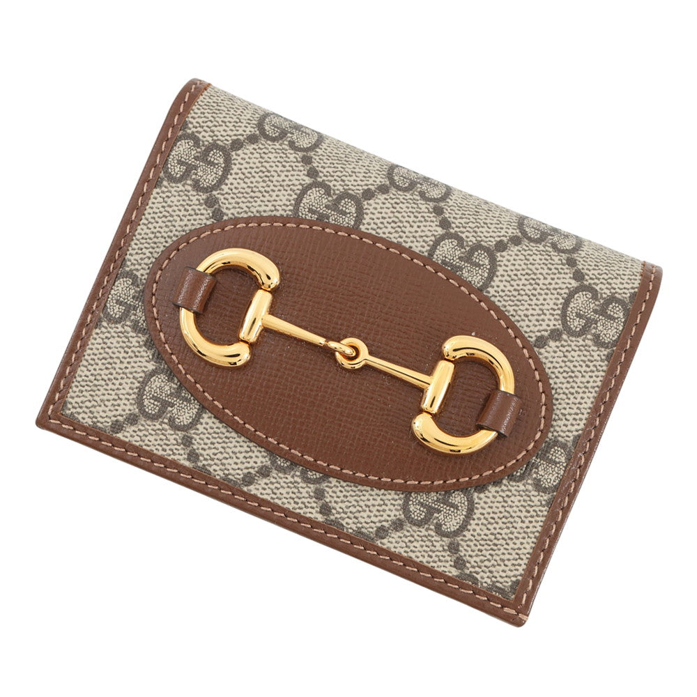 GUCCI GUCCI Horsebit 1955 Tri-fold Wallet Beige/Brown621887 GG Supreme/Leather