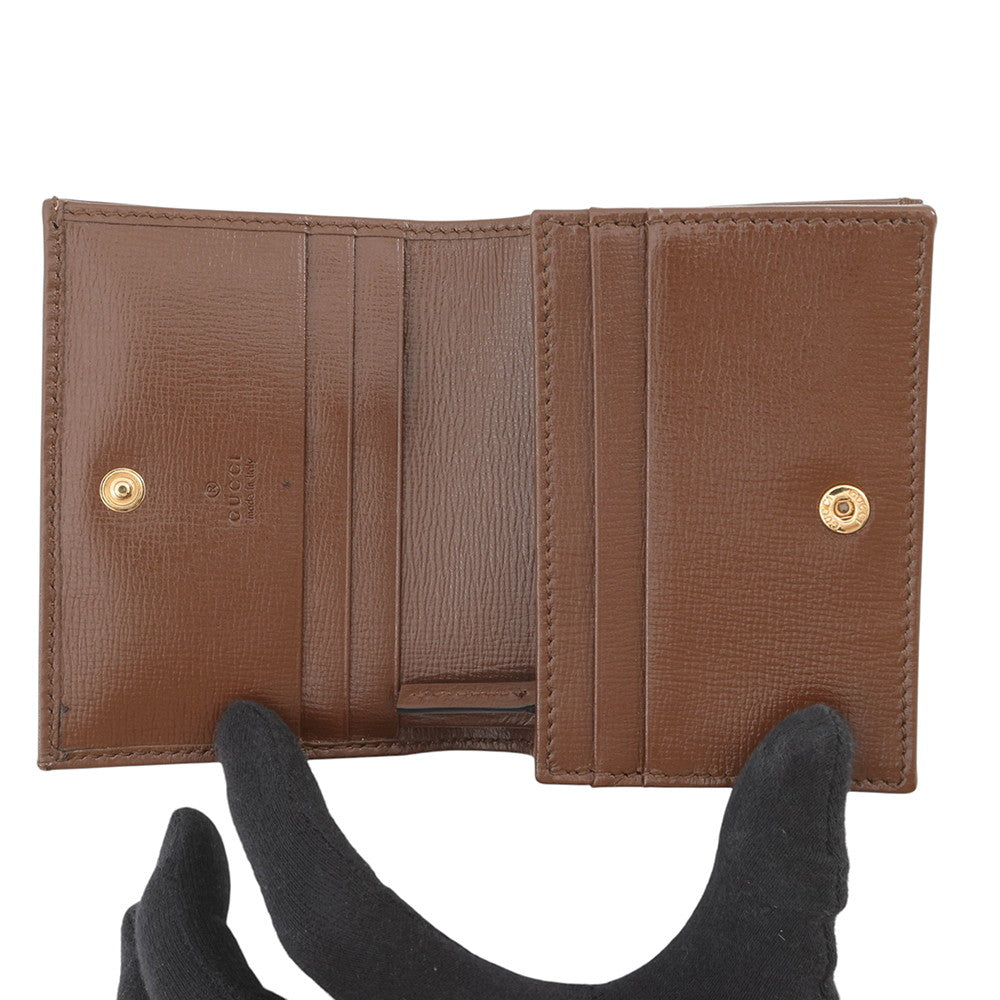 GUCCI GUCCI Horsebit 1955 Tri-fold Wallet Beige/Brown621887 GG Supreme/Leather