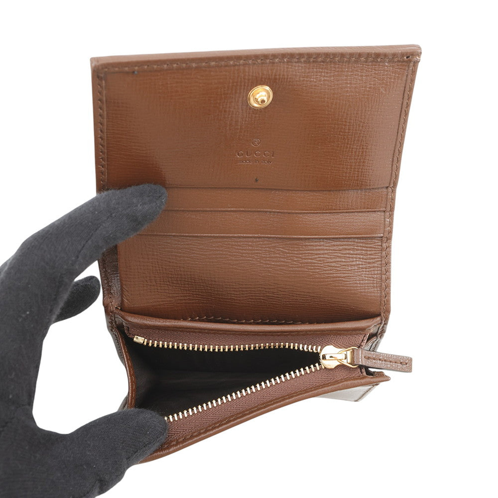 GUCCI GUCCI Horsebit 1955 Tri-fold Wallet Beige/Brown621887 GG Supreme/Leather
