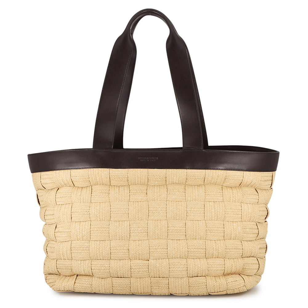Bottega Veneta INTRECCIATO Cassette Tote Bag Natural/Fondente730874V2OC1 Raffia Leather