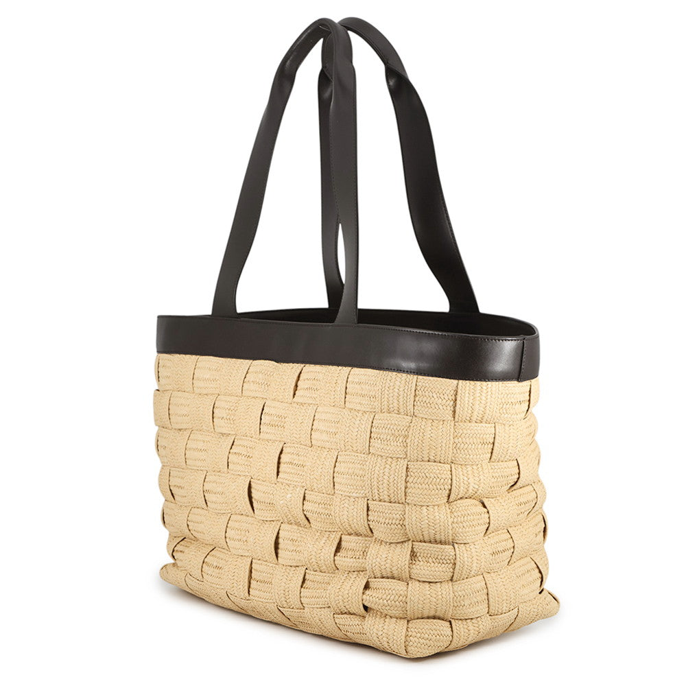 Bottega Veneta INTRECCIATO Cassette Tote Bag Natural/Fondente730874V2OC1 Raffia Leather