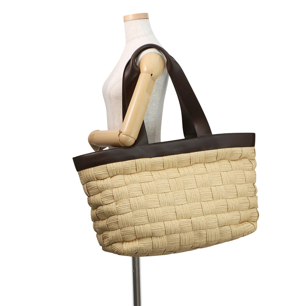 Bottega Veneta INTRECCIATO Cassette Tote Bag Natural/Fondente730874V2OC1 Raffia Leather