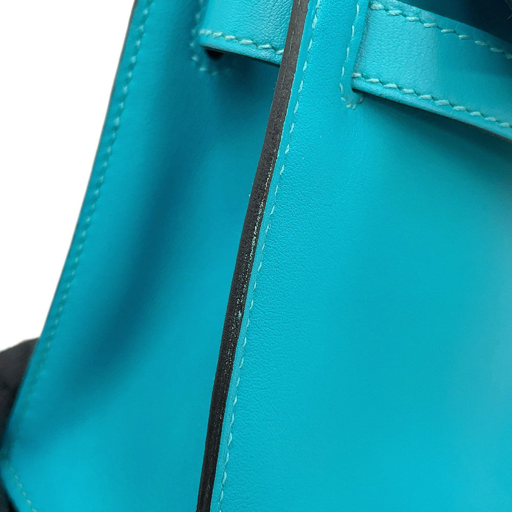 HERMES PochetteKelly Blue Paon Swift Leather