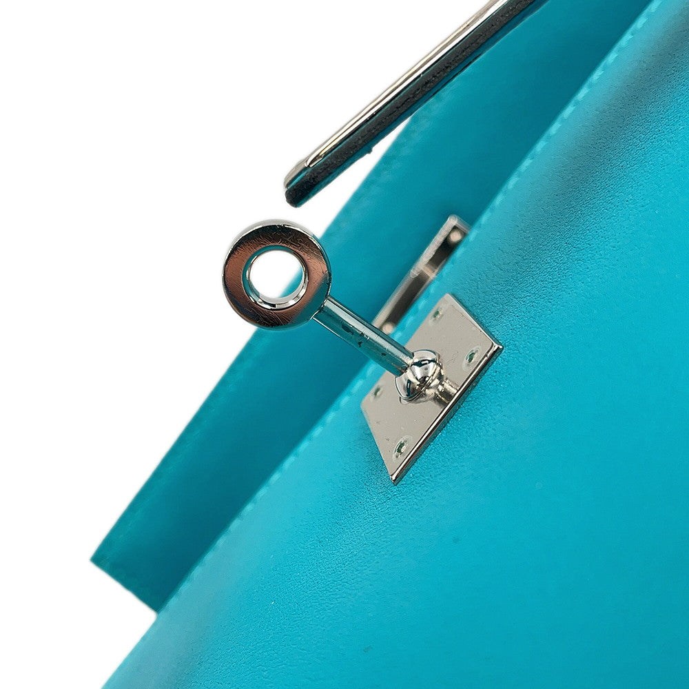 HERMES PochetteKelly Blue Paon Swift Leather