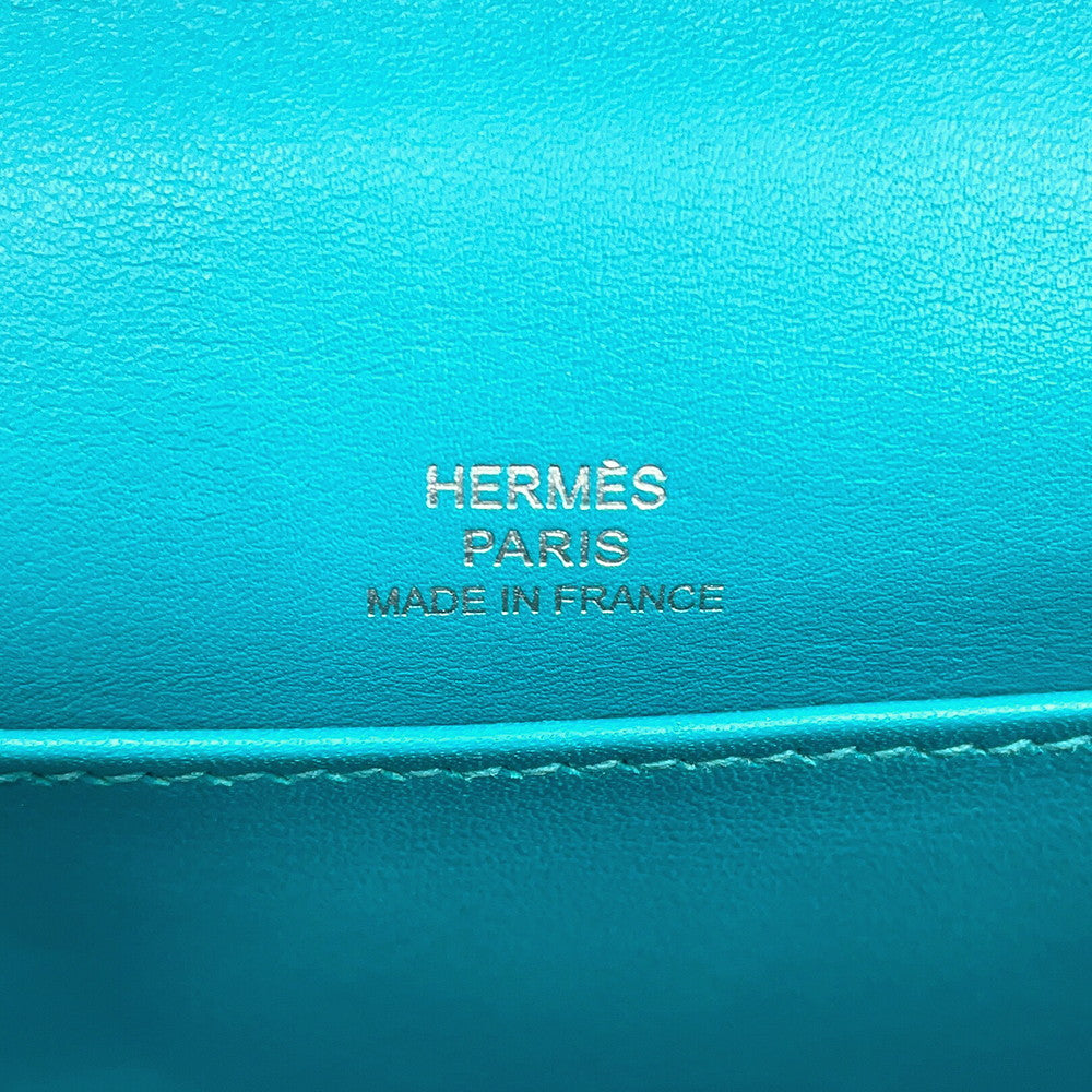 HERMES PochetteKelly Blue Paon Swift Leather