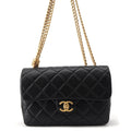 CHANEL Matelasse Single Flap ChainShoulder Bag BlackAS5863 Leather