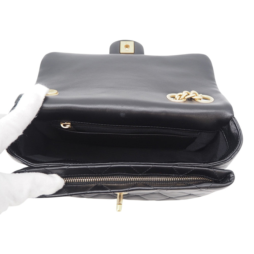 CHANEL Matelasse Single Flap ChainShoulder Bag BlackAS5863 Leather