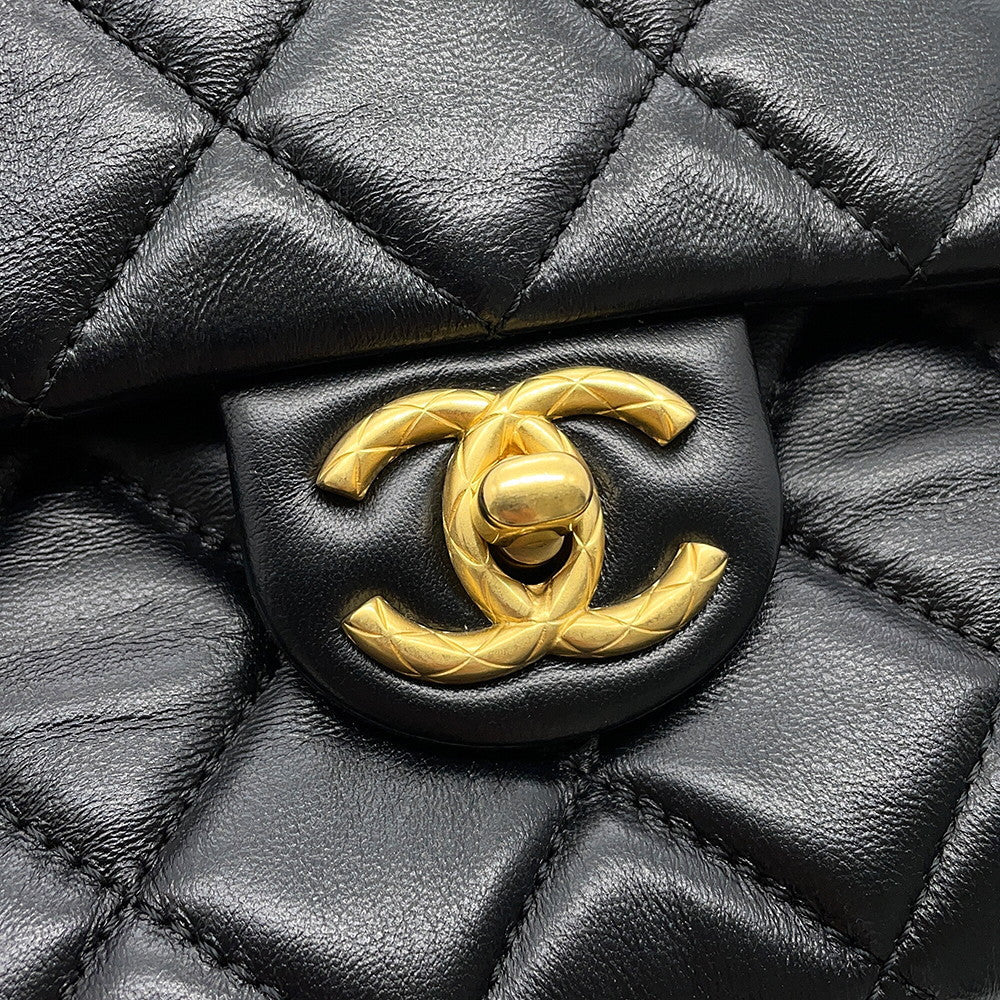 CHANEL Matelasse Single Flap ChainShoulder Bag BlackAS5863 Leather