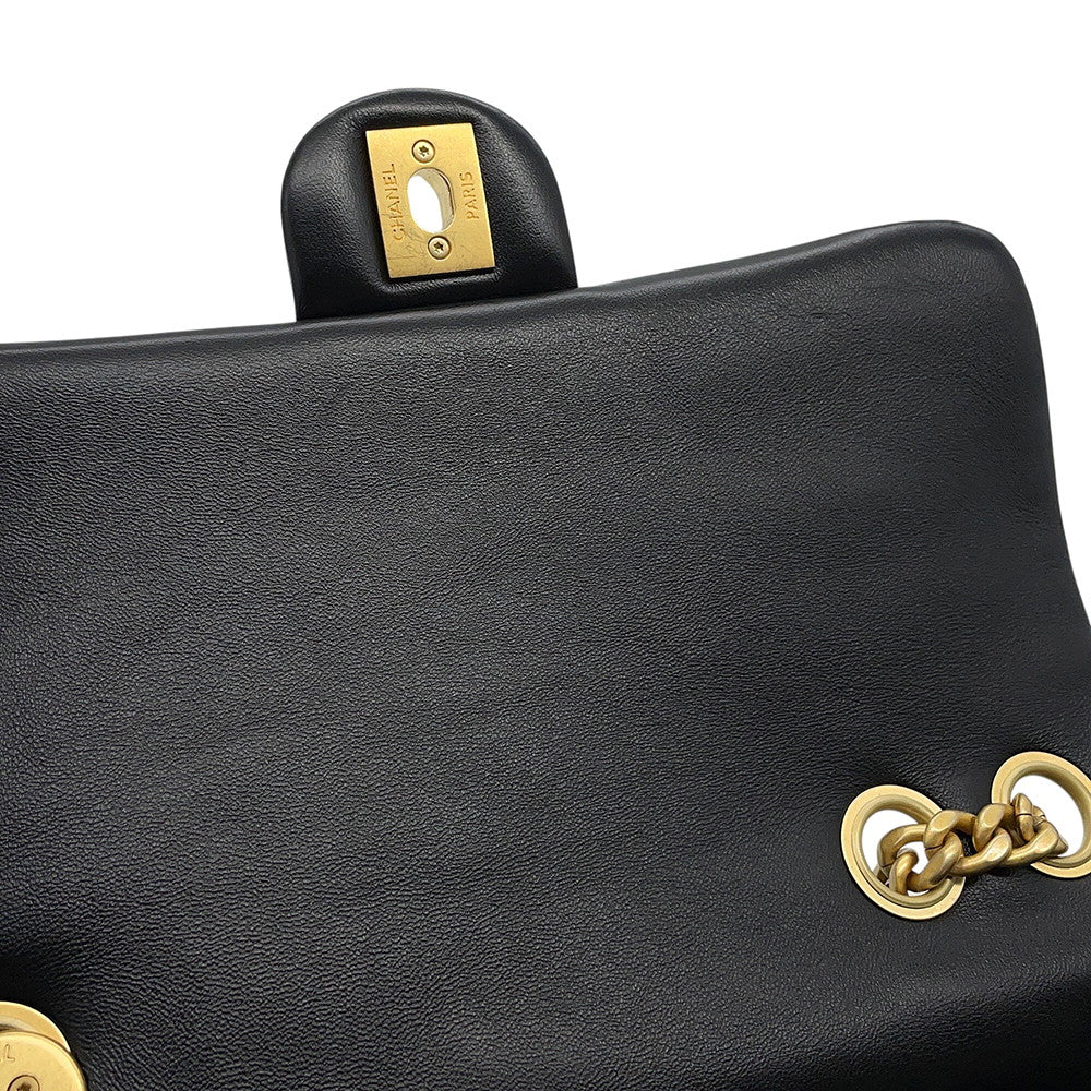 CHANEL Matelasse Single Flap ChainShoulder Bag BlackAS5863 Leather