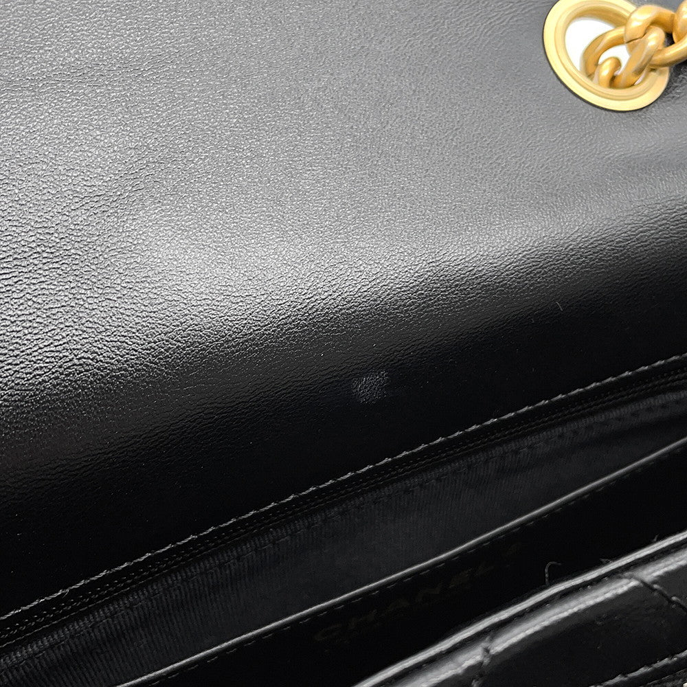 CHANEL Matelasse Single Flap ChainShoulder Bag BlackAS5863 Leather