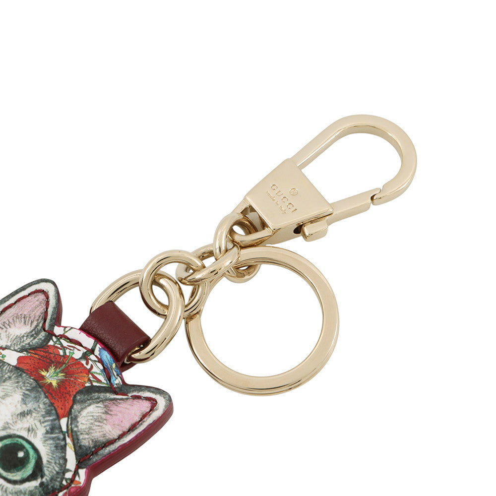GUCCI Higuchi Yuko Cat Bag Charm Beige/Multicolor844246 GG Supreme Gold Plated