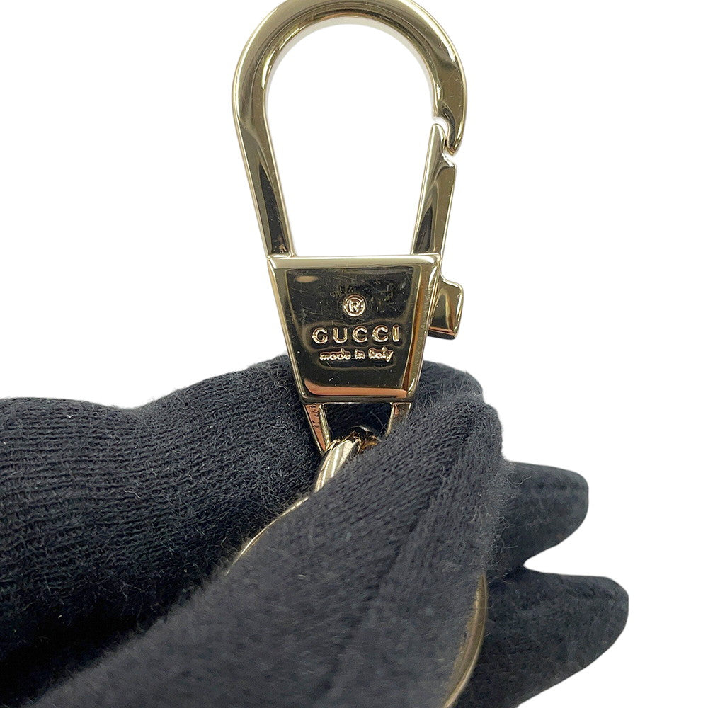 GUCCI Higuchi Yuko Cat Bag Charm Beige/Multicolor844246 GG Supreme Gold Plated