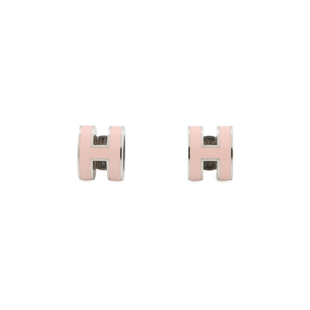HERMES Pop Ash Earrings Size Mini Pink Metal Lacquer