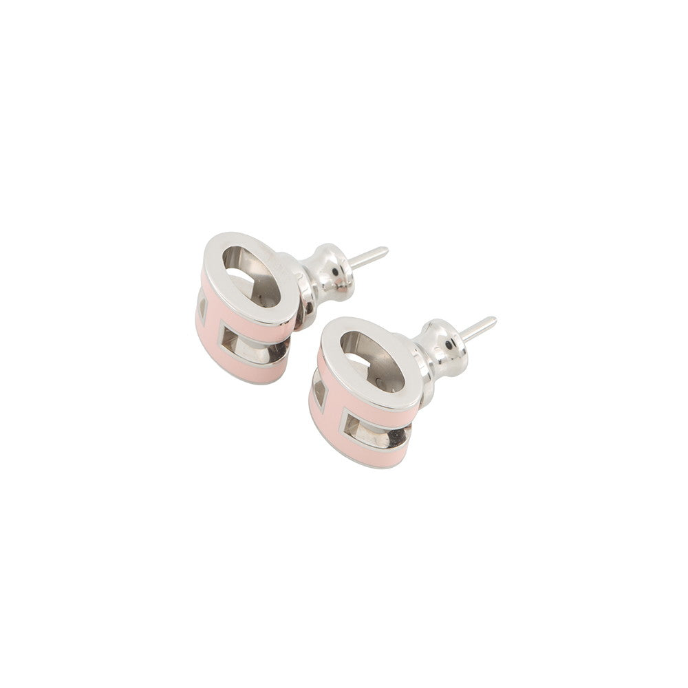 HERMES Pop Ash Earrings Size Mini Pink Metal Lacquer