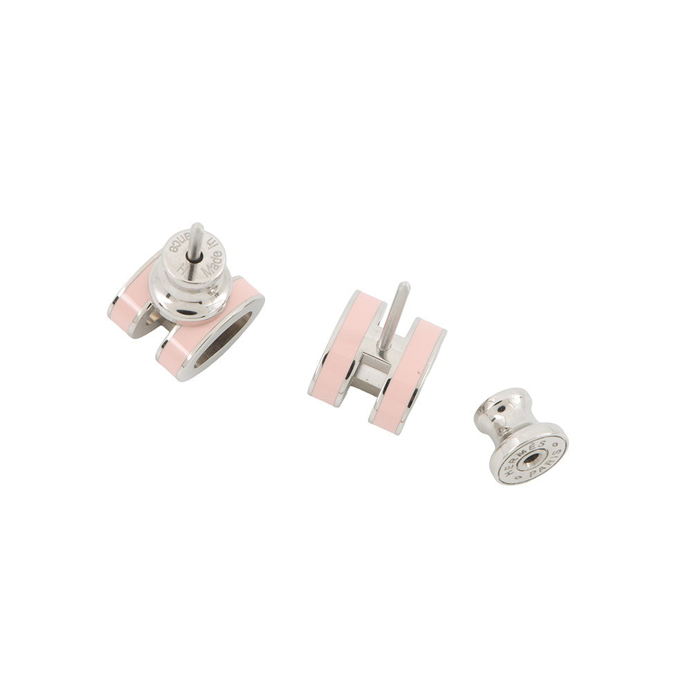 HERMES Pop Ash Earrings Size Mini Pink Metal Lacquer