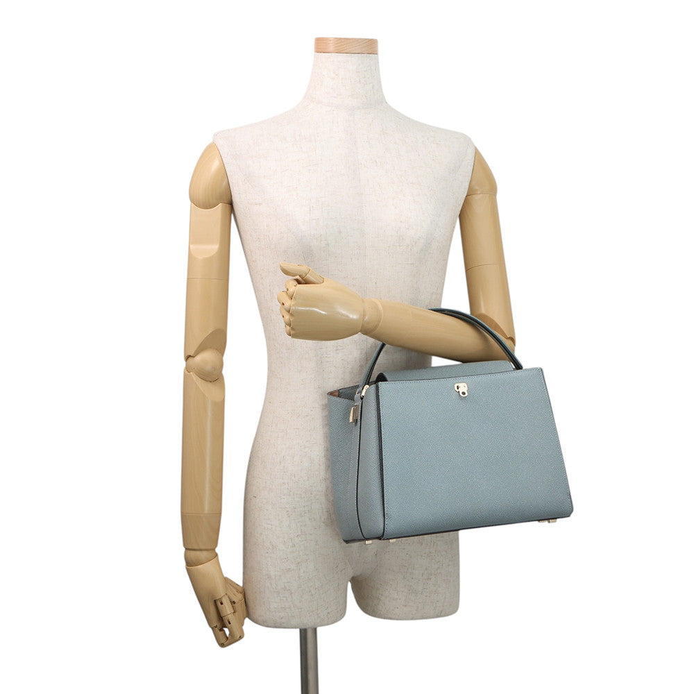 Valextra Valextra Brera 2WAY Handbag Blue GrayV5U92 Leather Size Medium
