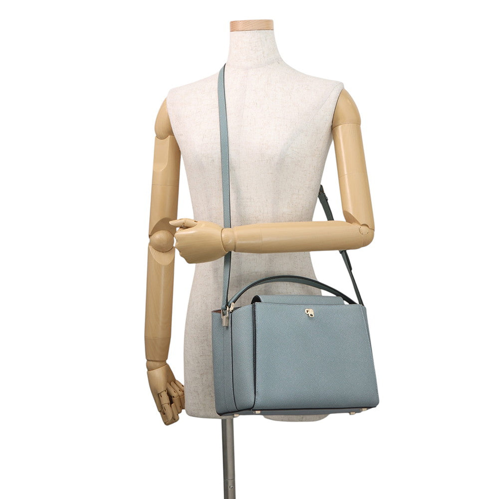 Valextra Valextra Brera 2WAY Handbag Blue GrayV5U92 Leather Size Medium