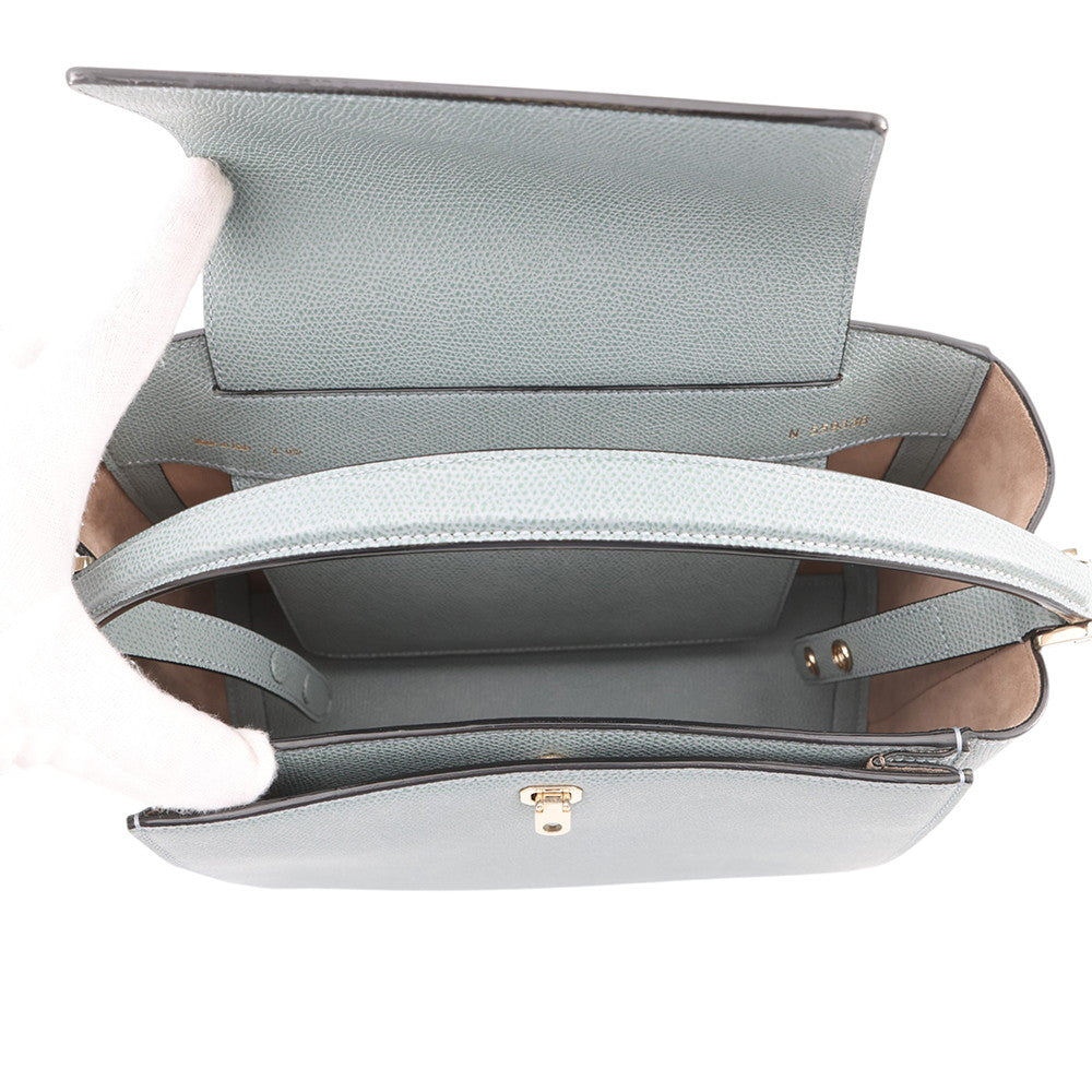 Valextra Valextra Brera 2WAY Handbag Blue GrayV5U92 Leather Size Medium