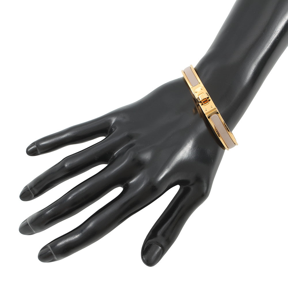 HERMES Mini Clic Kelly Bracelet Size GM Marron Glasse Metal Enamel