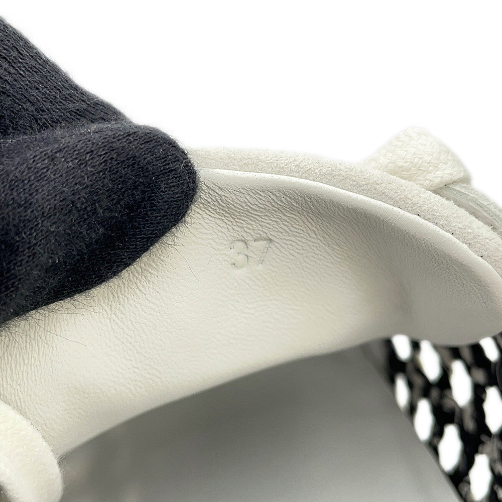 HERMES Sneakers bouncing White/Black241201Z Silk Tressée Amplime Size 37