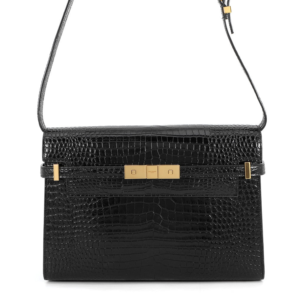 SAINT LAURENT PARIS Manhattan Shoulder Bag Black579271DND0J1000 Croco embossed leather