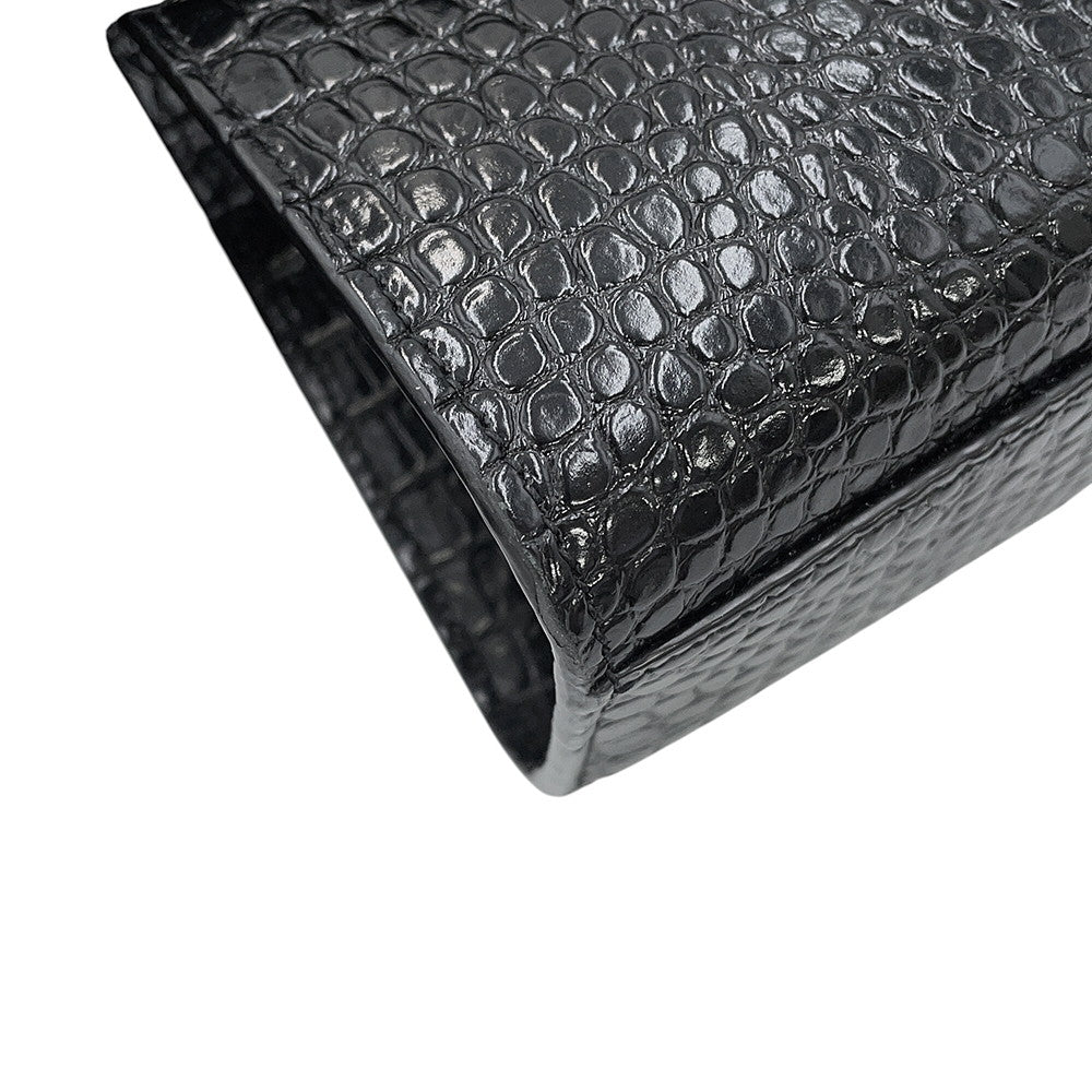 SAINT LAURENT PARIS Manhattan Shoulder Bag Black579271DND0J1000 Croco embossed leather