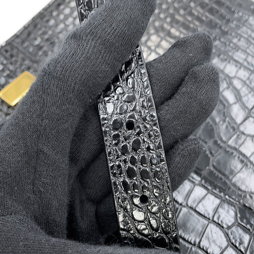SAINT LAURENT PARIS Manhattan Shoulder Bag Black579271DND0J1000 Croco embossed leather
