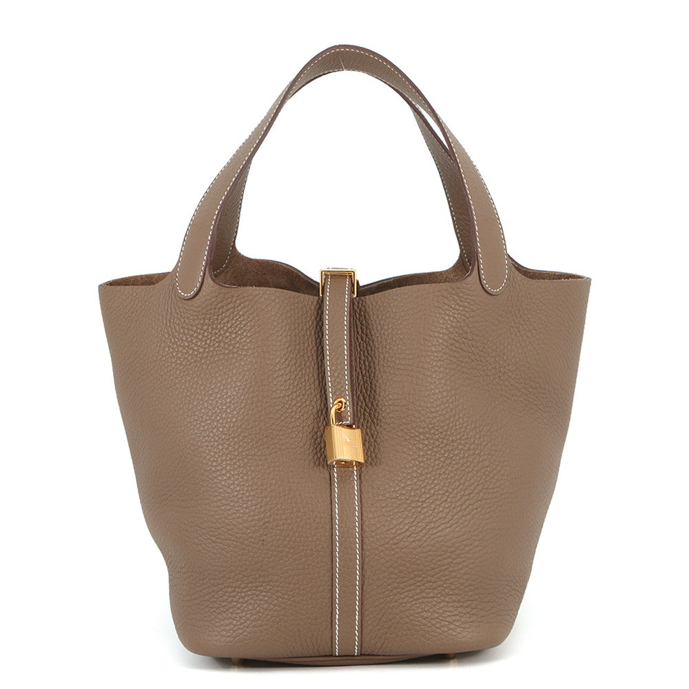 HERMES Picotin Lock Etoupe Taurillon Clemence Size MM
