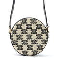CELINE Triomphe Round Purse Shoulder Bag Black/Ivory10G812CR1.38NO Canvas Leather