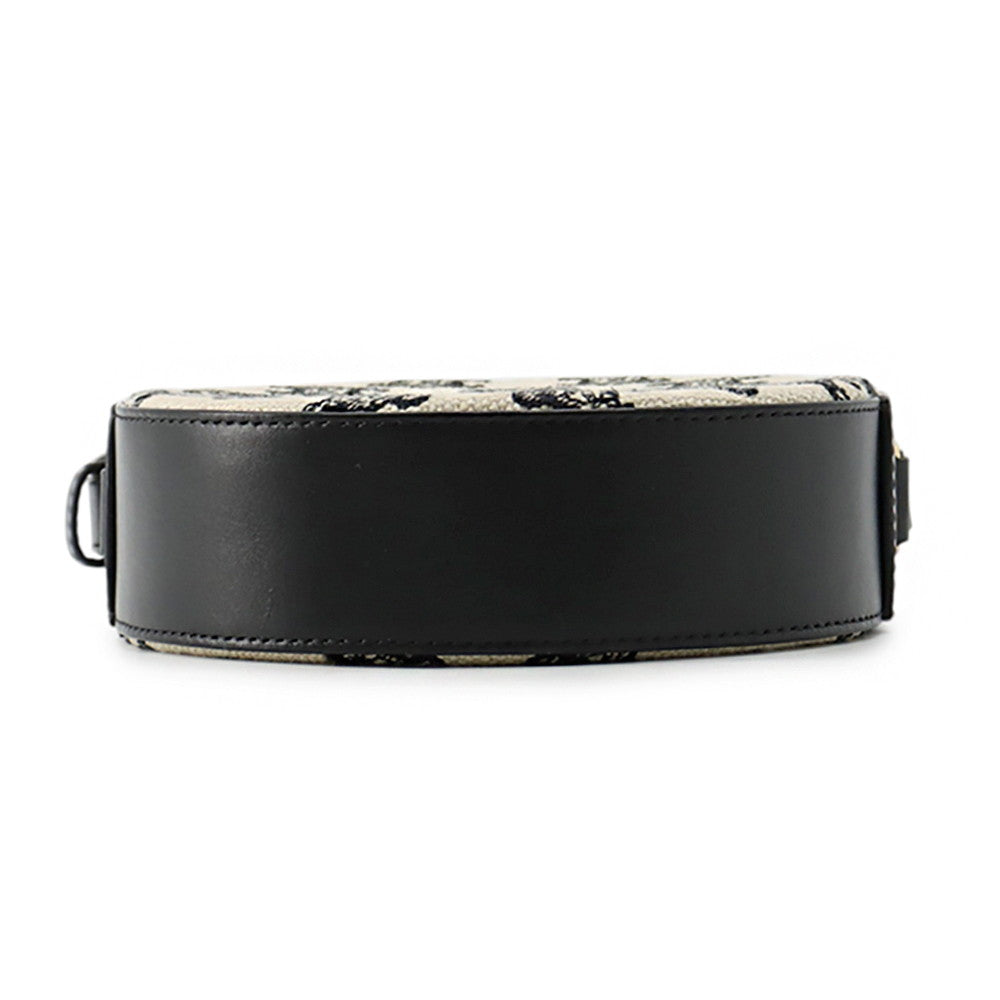 CELINE Triomphe Round Purse Shoulder Bag Black/Ivory10G812CR1.38NO Canvas Leather