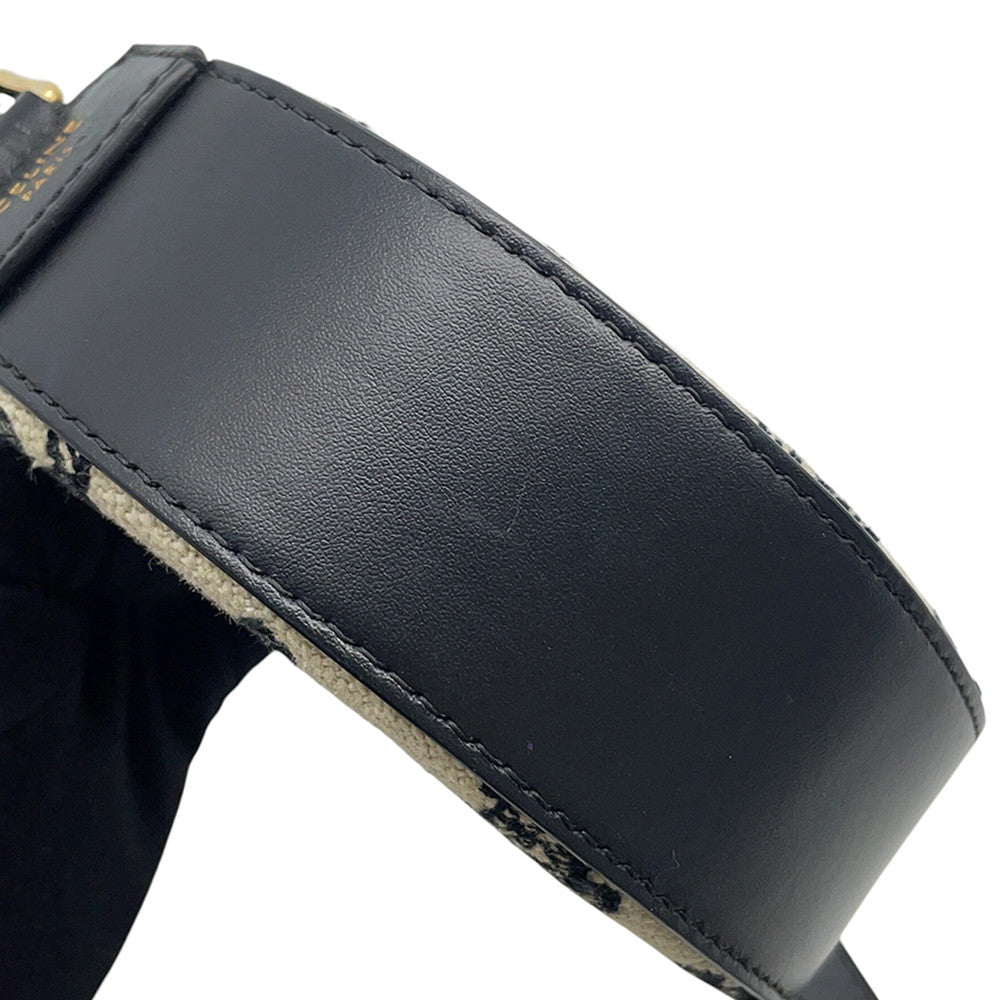 CELINE Triomphe Round Purse Shoulder Bag Black/Ivory10G812CR1.38NO Canvas Leather