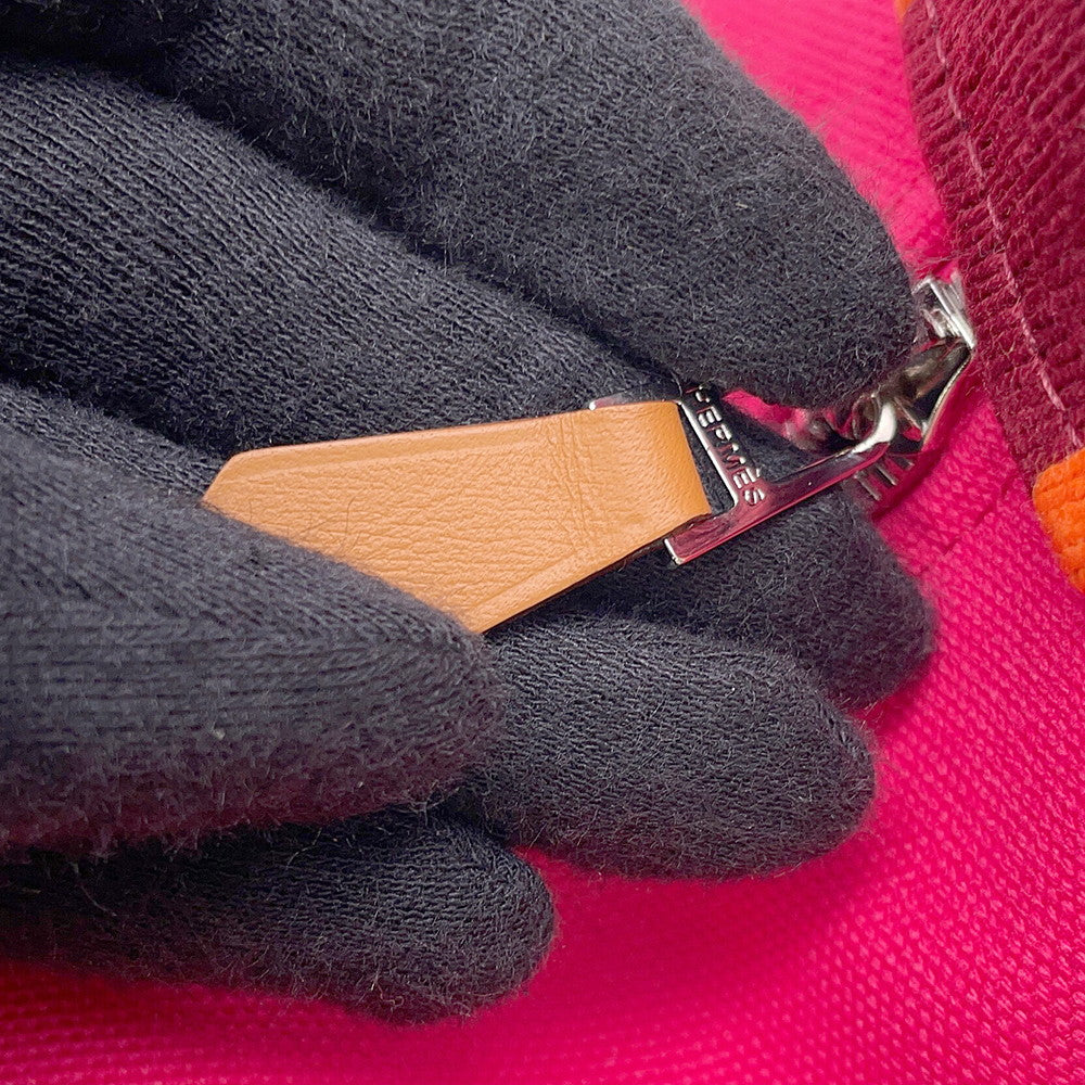 HERMES Brid a Black Hibiscus Canvas Size PM