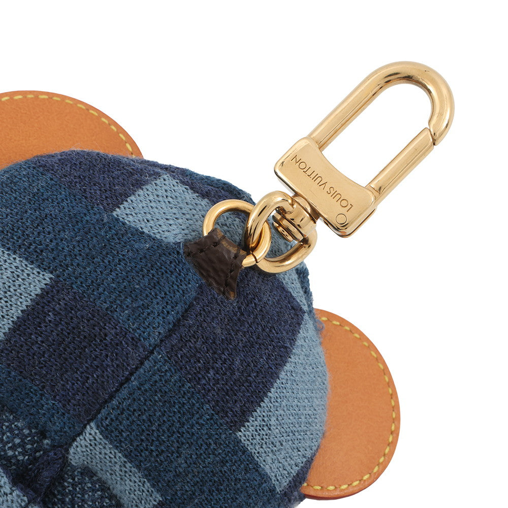 LOUIS VUITTON LV Louis Bear Bag Charm Noir/Blue/BrownM03206 Fake fur