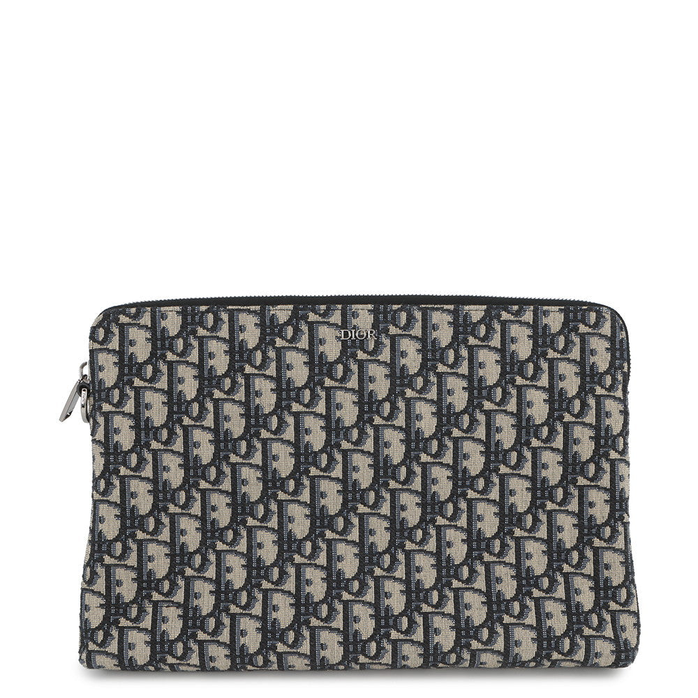 Dior Oblique A4 Zip Pouch Clutch Bag Beige/Black2ESCA421YKY_H27E Canvas