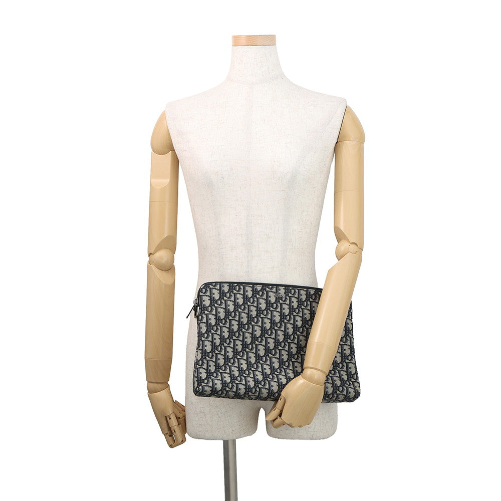 Dior Oblique A4 Zip Pouch Clutch Bag Beige/Black2ESCA421YKY_H27E Canvas