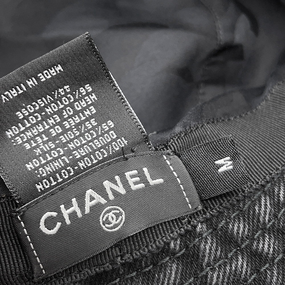 CHANEL CC Logo Bucket Hat Size M BlackAAB065 Cotton100%