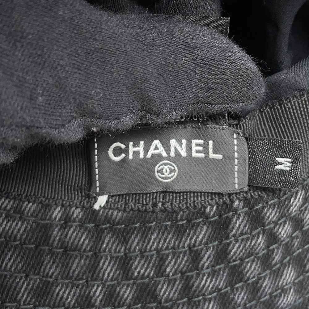 CHANEL CC Logo Bucket Hat Size M BlackAAB065 Cotton100%