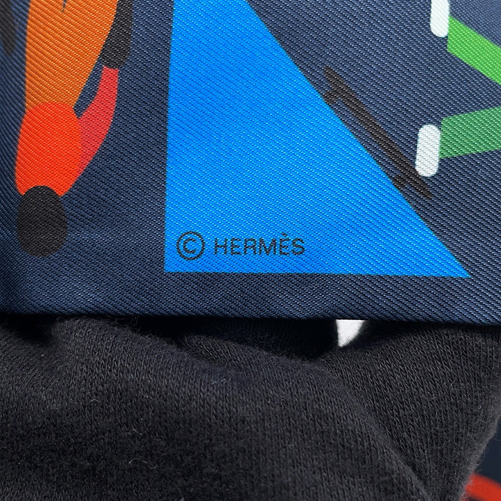 HERMES Twilly FIGURES LIBRES Marine/Vert/Multicolor Silk100%