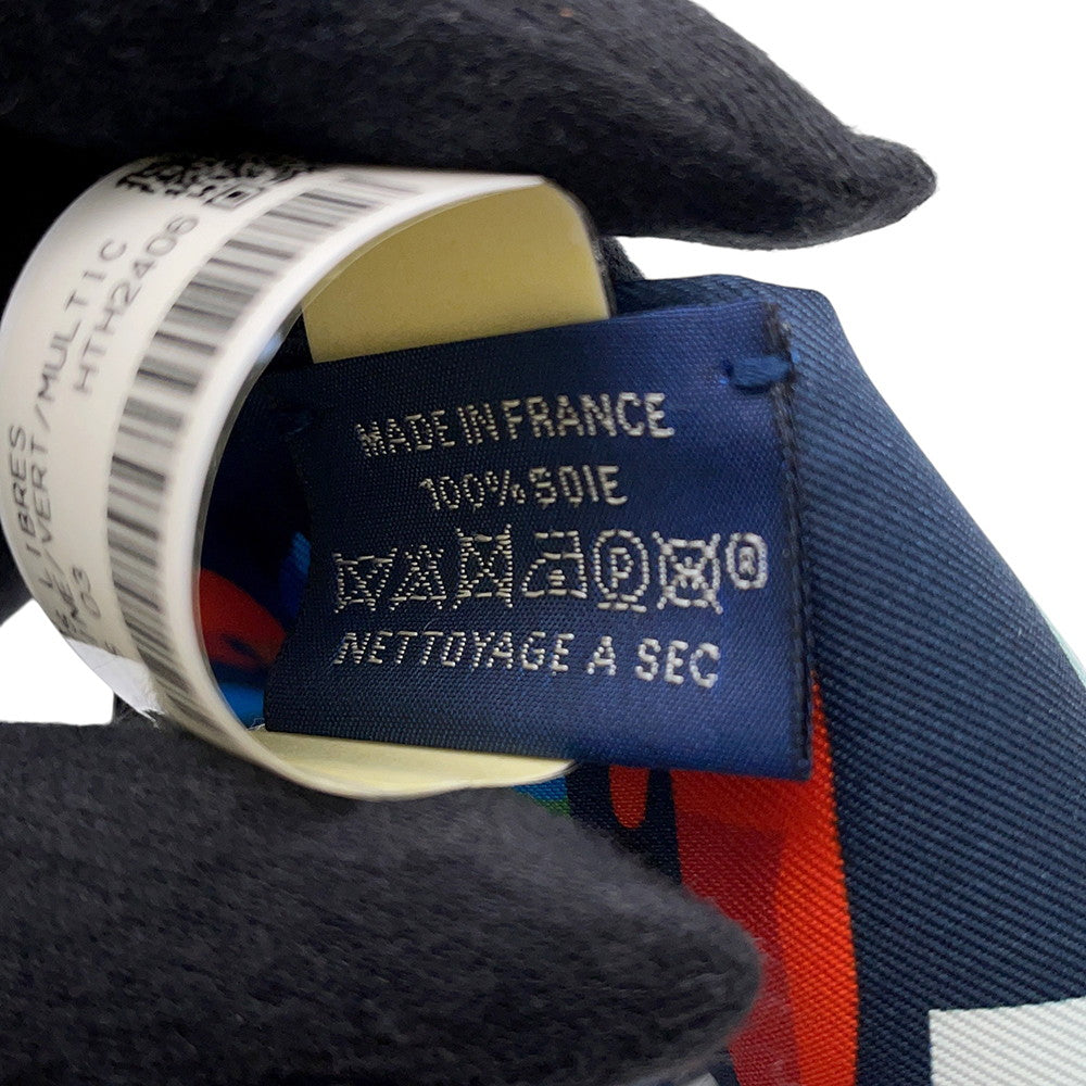 HERMES Twilly FIGURES LIBRES Marine/Vert/Multicolor Silk100%