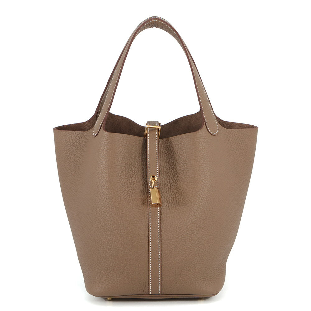 HERMES Picotin Lock Etoupe Taurillon Clemence Size MM
