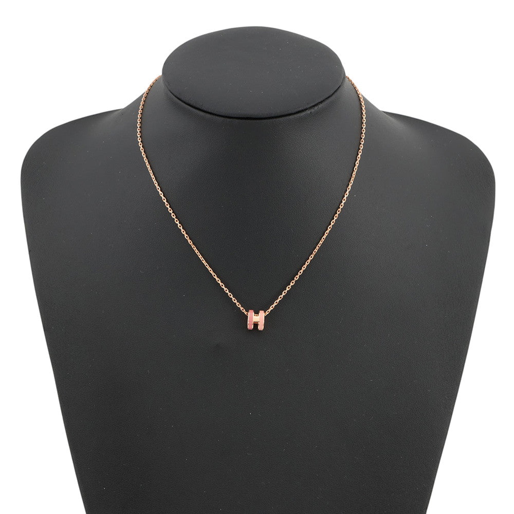 HERMES Pop Ash Necklace Rocabar Size Mini Beauty Lacquer Gold Plated