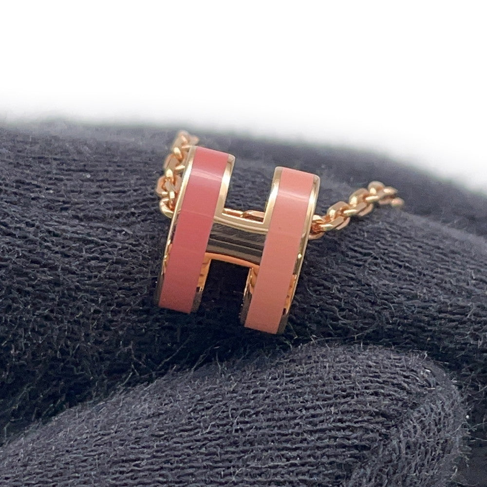 HERMES Pop Ash Necklace Rocabar Size Mini Beauty Lacquer Gold Plated