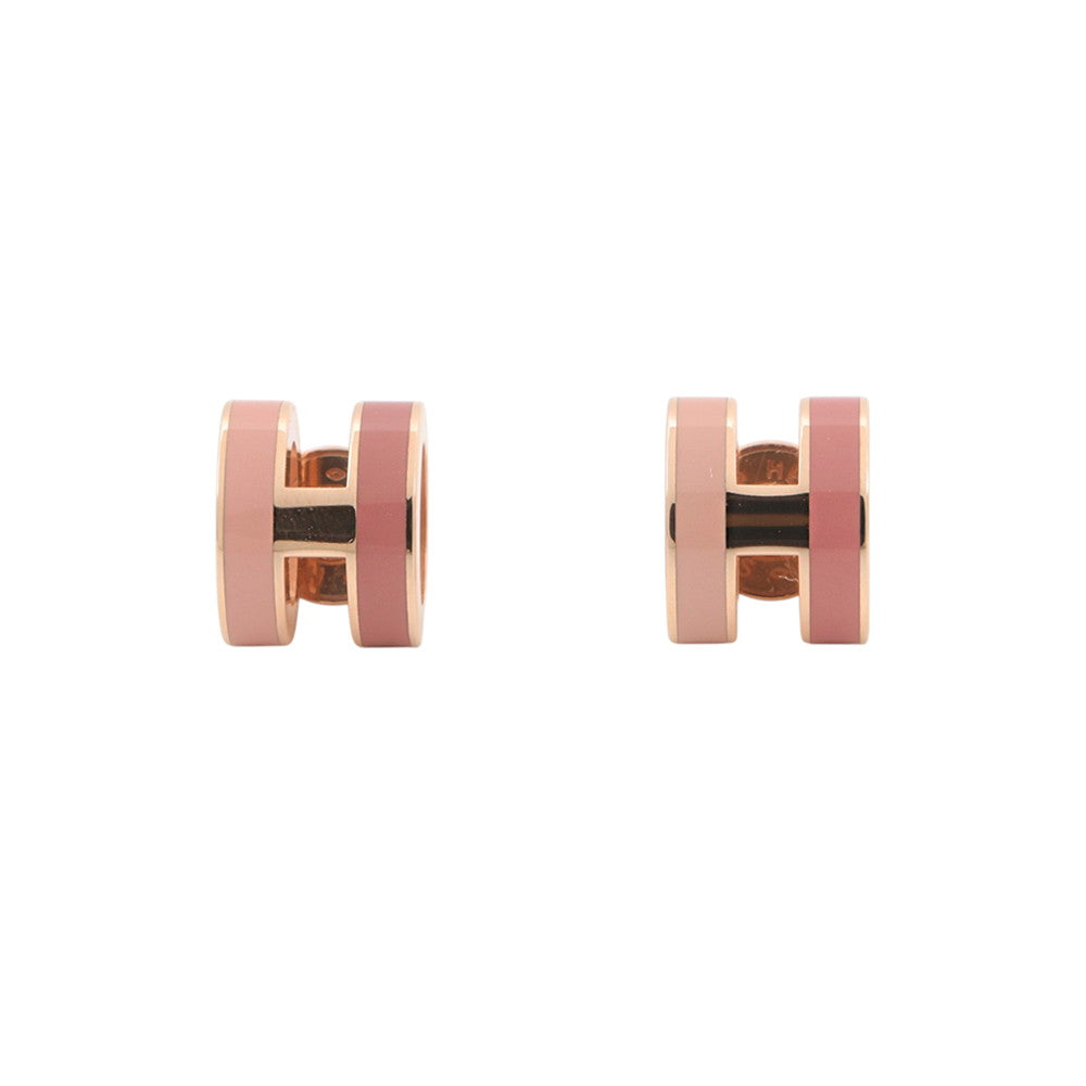 HERMES Pop Ash Earrings Rocabar Size Mini Beauty Lacquer Gold Plated