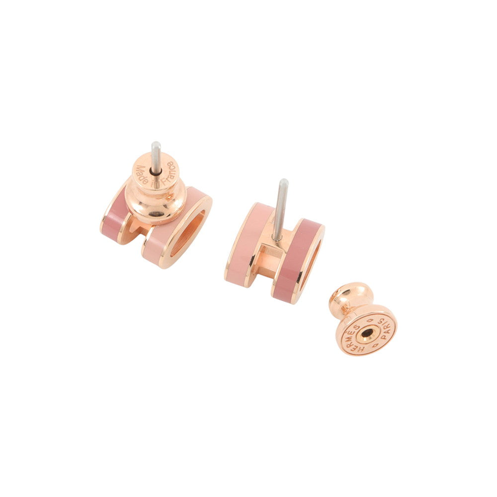 HERMES Pop Ash Earrings Rocabar Size Mini Beauty Lacquer Gold Plated