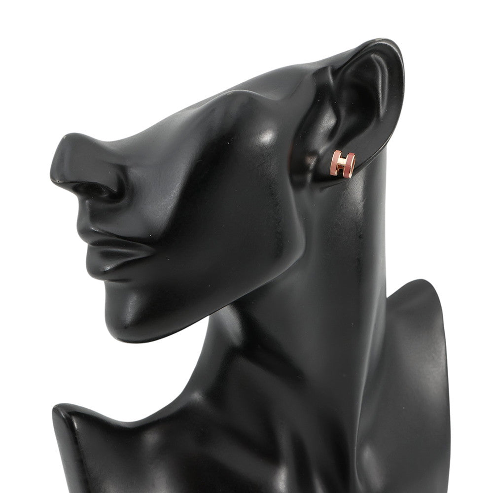 HERMES Pop Ash Earrings Rocabar Size Mini Beauty Lacquer Gold Plated